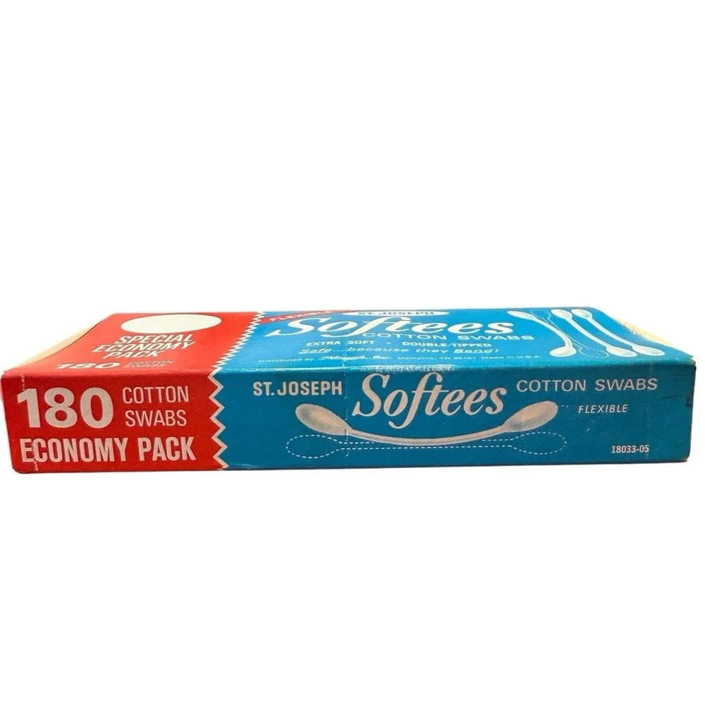 Vintage 70s 80s St Joseph SOFTEES Cotton Swabs Flexible Original Box Almost Full